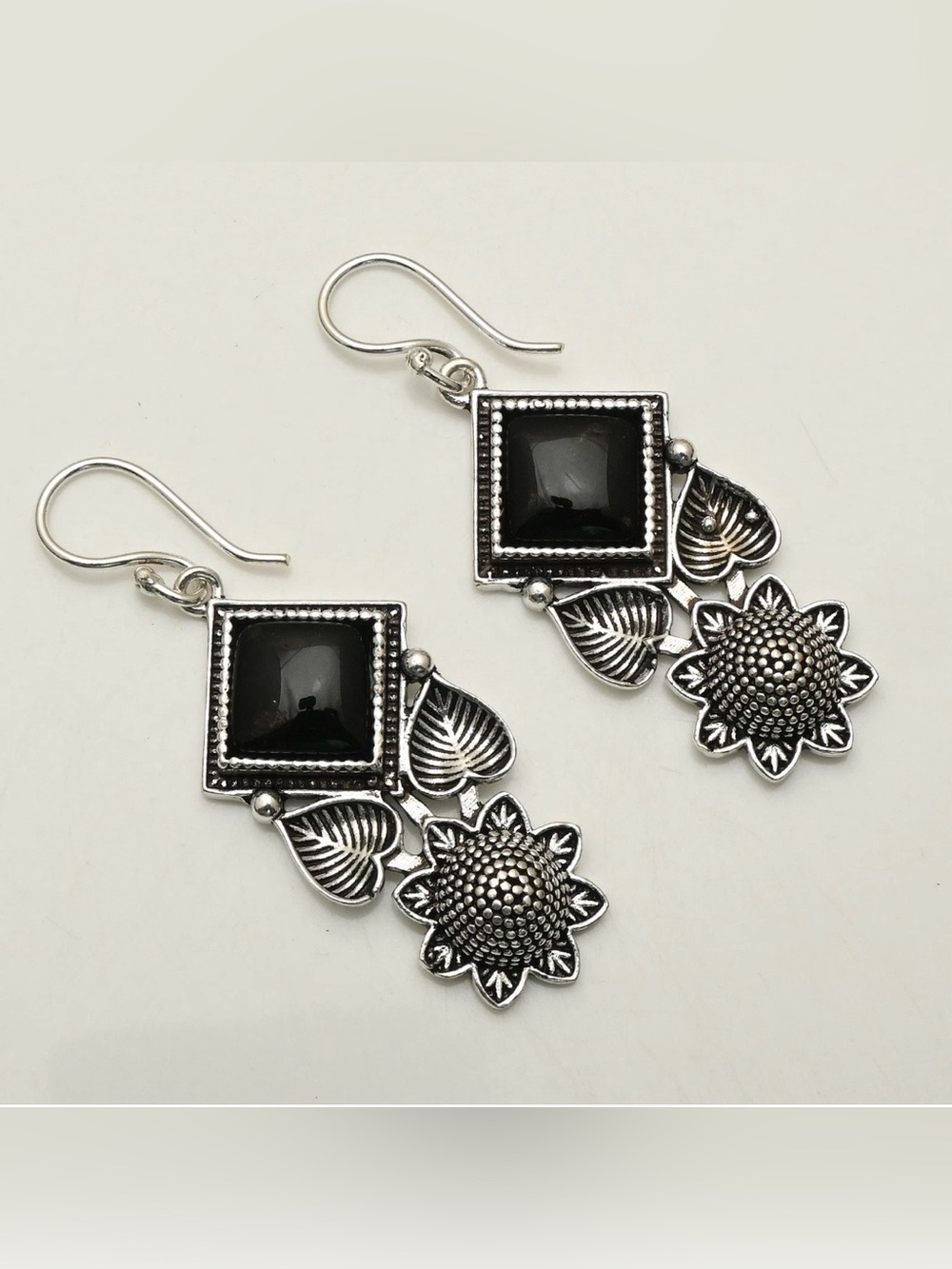 Black Onyx Gemstone Handmade Drop Dangle Earrings